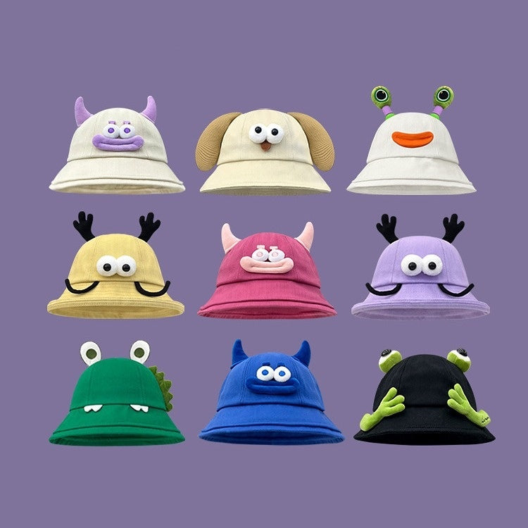 Seasonal Style: Cute Cartoon Fisherman Hat with Frog and Monster Designs (Tie-Dyed).