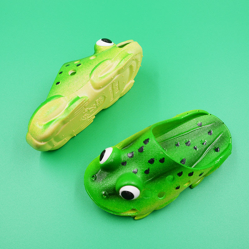 Summer Comfort: Non-slip Baotou Cartoon Frog Slippers for Girls (EVA, Flat Heel).