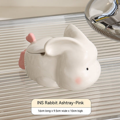Cute Bunny Ceramic Ashtray, Creative High-Aesthetic Decorative Ornament