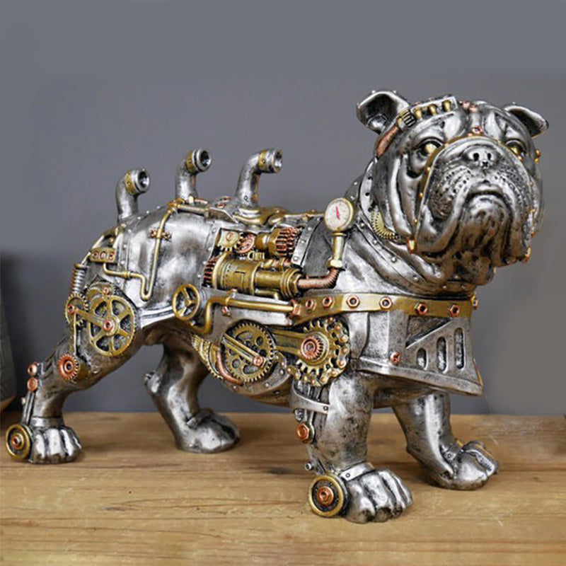Mechanical Punk Dog Resin Ornament, Hand-Painted Modern Decorative Craft