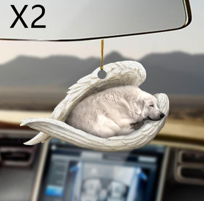 Sleeping Dog Angel Car Pendant, Acrylic Hanging Ornament for Cars, Doors & Home Decor