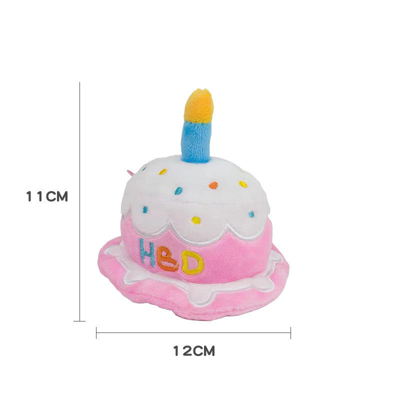 Cute Birthday Cake Hat for Pets, Plush Creative Dog & Cat Hat with Chew-Friendly Design