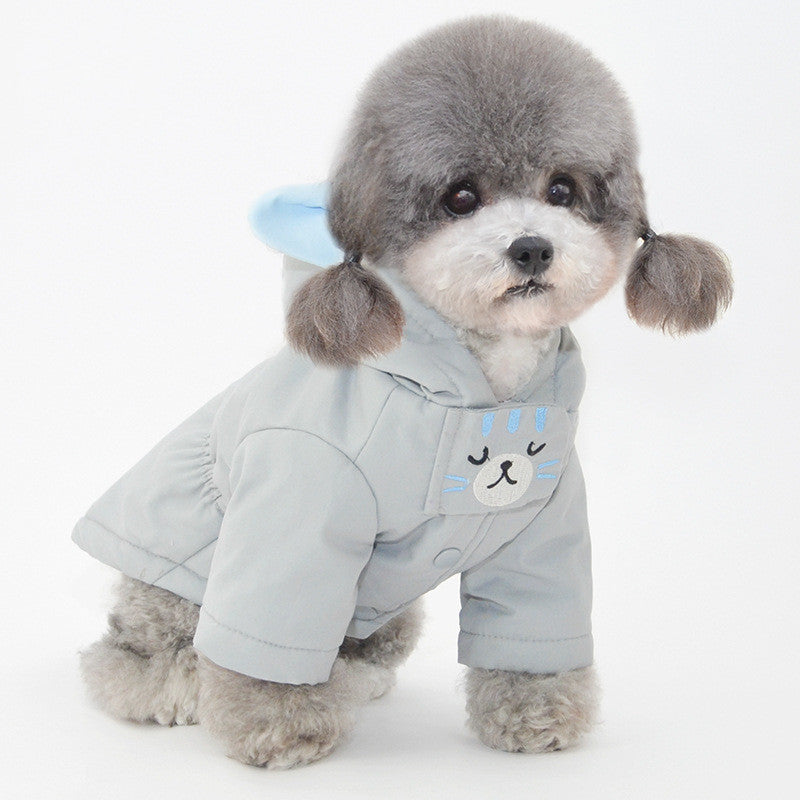 Autumn & Winter Pet Cotton Coat with Hat, Warm Clothing for Small & Medium Dogs