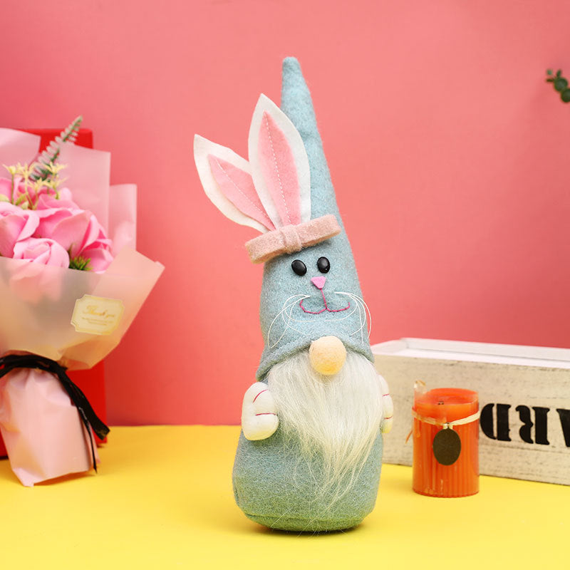 Easter Pointed Hat Bunny Doll, Cute Cloth Ornament for Home Decoration