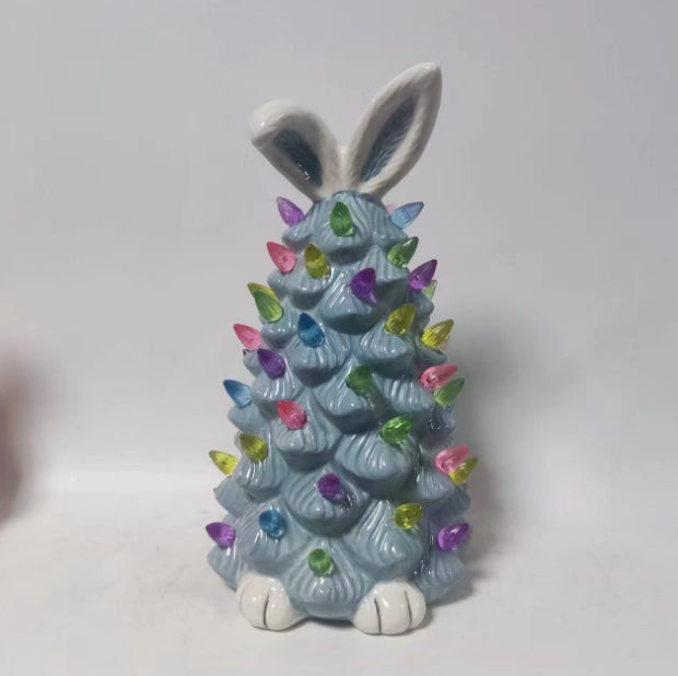 Easter Bunny Ceramic Tree Decorations, Glowing Spring Bunny Ornaments