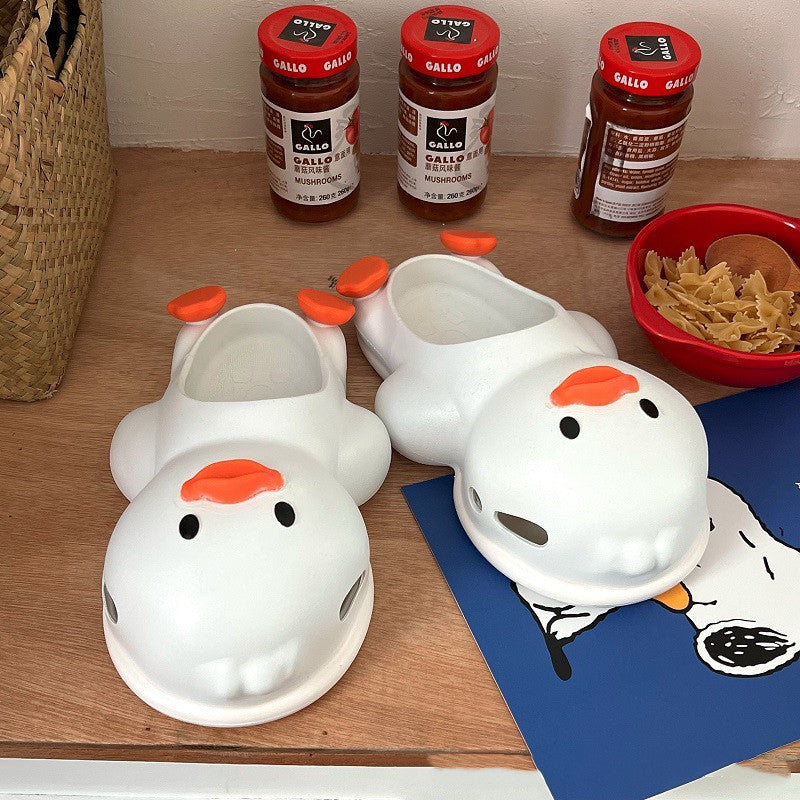 Quirky Comfort: Cartoon Duck PVC Slippers for Women (Indoor & Outdoor Wear).