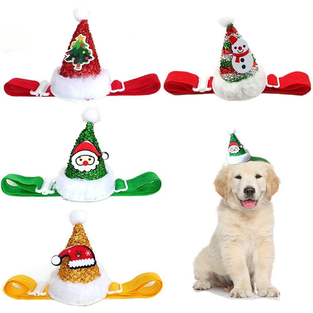 Christmas Pet Hat with Tightening Rope, Festive Dog & Cat Holiday Head Flower