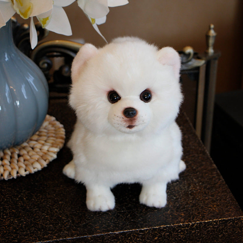Pristine Pal: Pure White Simulation Dog Plush Doll (Short Hair, PP Cotton).