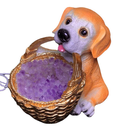 Little Yellow Dog Cabas Crystal Ornament, Amethyst Modern Home Decoration