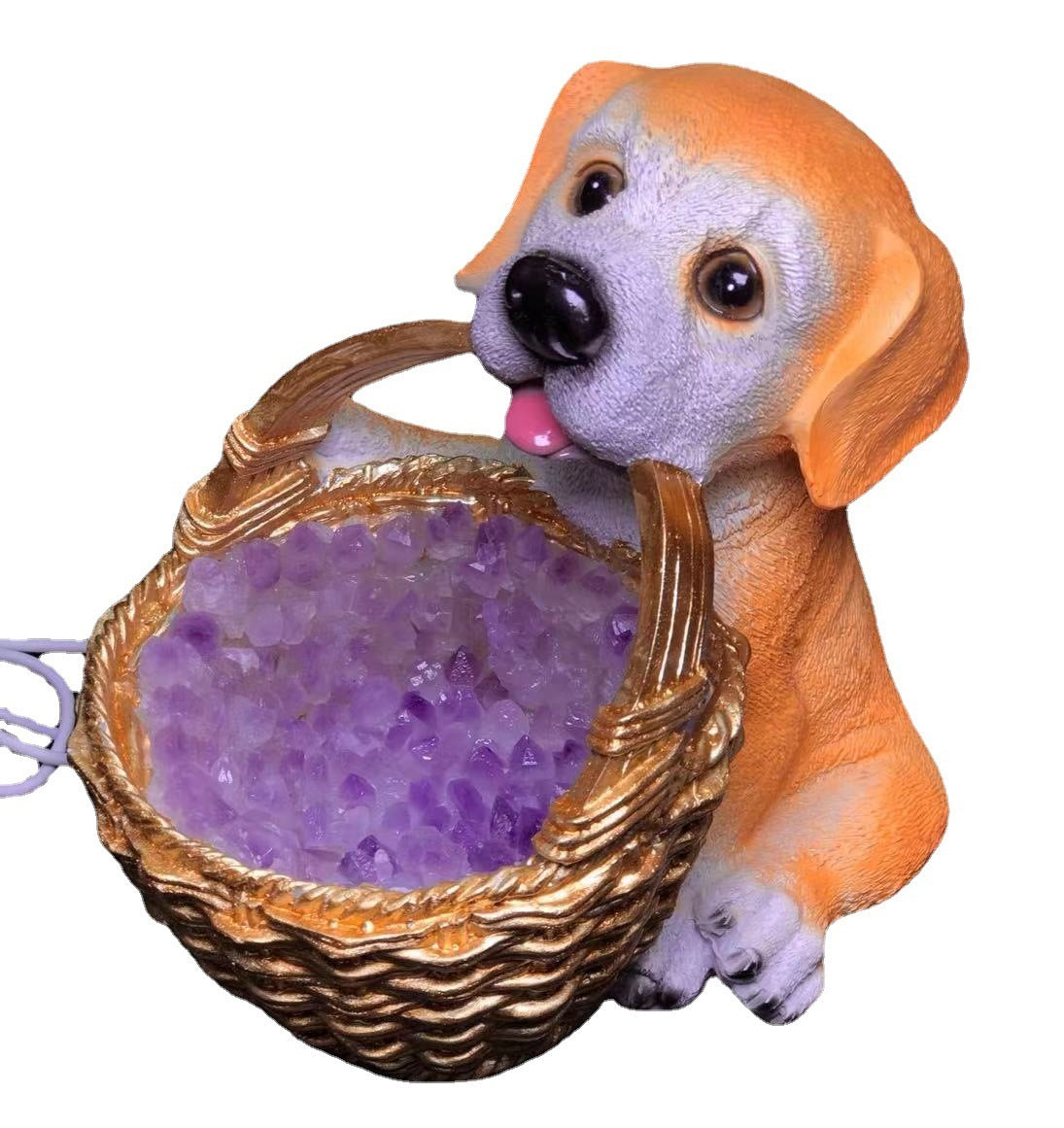 Little Yellow Dog Cabas Crystal Ornament, Amethyst Modern Home Decoration