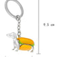 Dachshund Hot Dog Alloy Keychain Pendant Gift