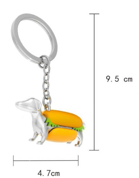 Dachshund Hot Dog Alloy Keychain Pendant Gift