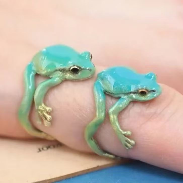 Bold Whimsy: Cute Personality Frog Ring in Retro Exaggerated Style (Adjustable Alloy).