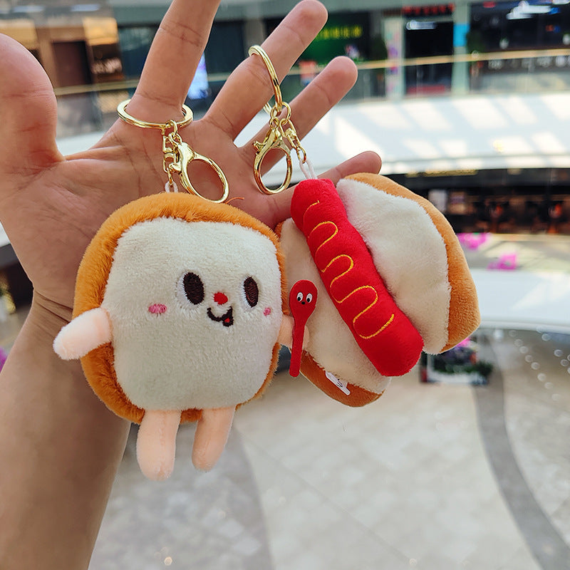 Cartoon Plush Hamburger, Fries, Hot Dog & Chicken Leg Keychain – Cute Food Plush Pendant