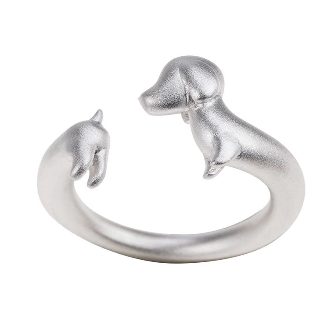 High-Grade Sausage Dog Ring for Women, INS Style Adjustable Electroplated Copper Ring