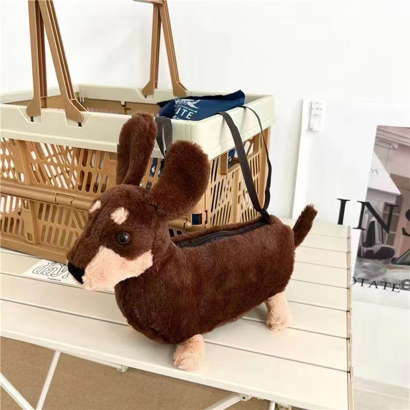 Canine Carryall: Plush Sausage Dog Doll Crossbody Shoulder Bag ($\mathbf{28\text{cm}}$ Soft).