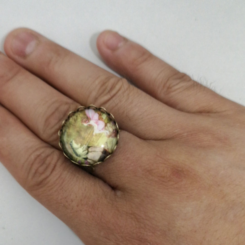 Enchanted Adornment: Hollow Rose Fairy Frog Alloy Ring.