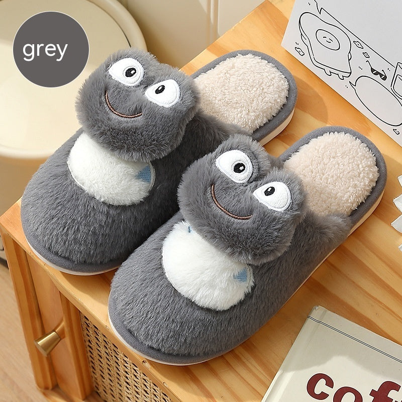 Cozy Winter Fun: Cute Cartoon Frog Indoor Home Plush Warm Slippers (Unisex).