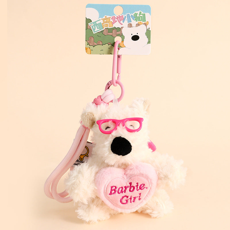 Creative Cartoon Plush West Highland Puppy Dog Keychain