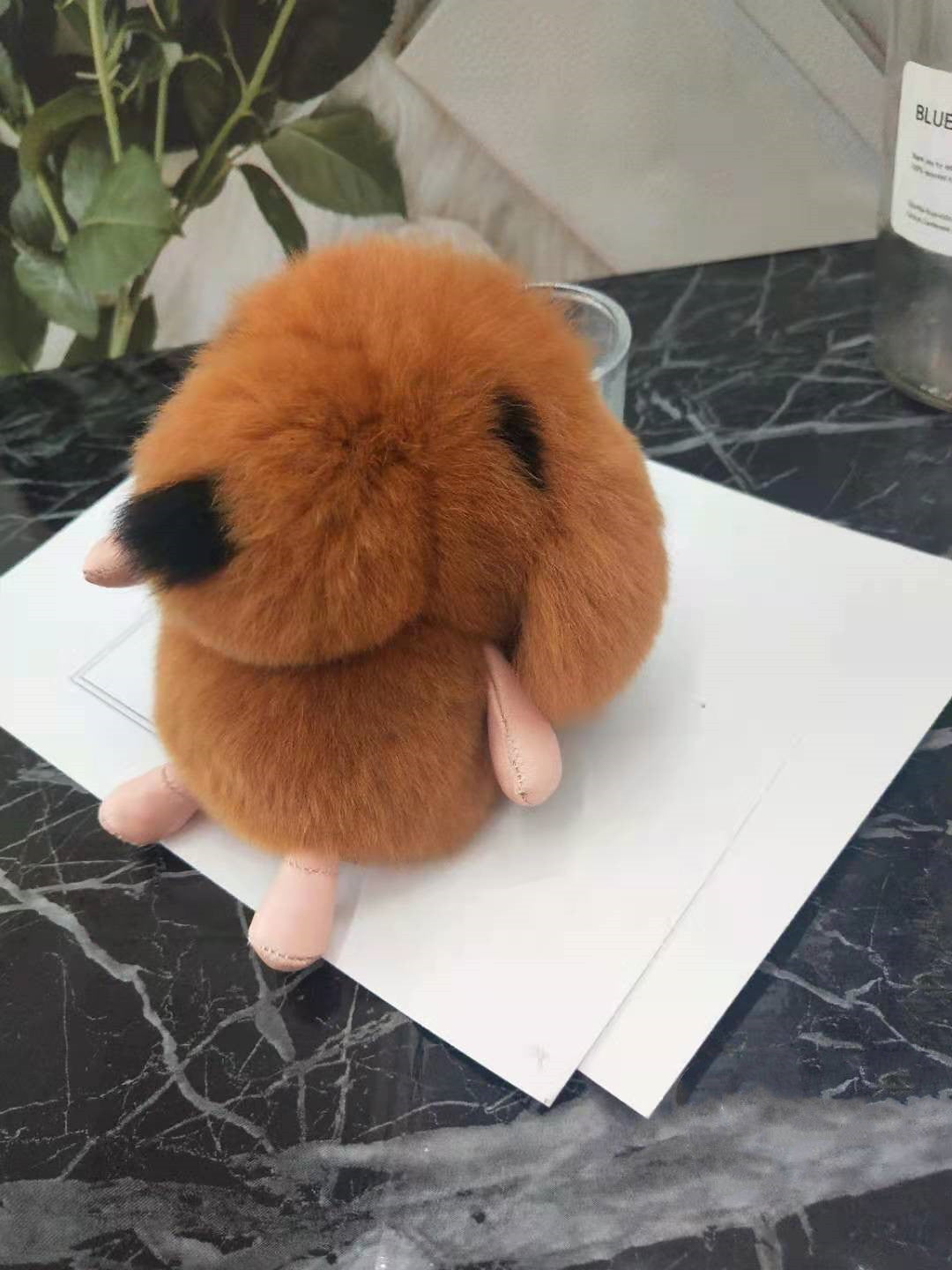 Rex Rabbit Fur Little Milk Dog Car Keychain