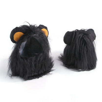 Lion Mane Wig Hat for Pets, Fashion Plush Head Cover for Cats & Dogs (Halloween Costume)