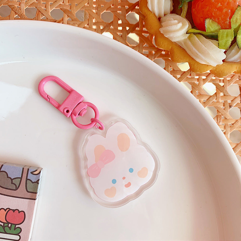 Cute Japanese Bunny & Bear Bag Jewelry Keychain, Acrylic Pendant Charm (GJ137)