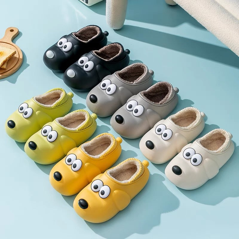 Cute Dog Shoes EVA Winter House Shoes, Unisex Fuzzy Cartoon Slippers