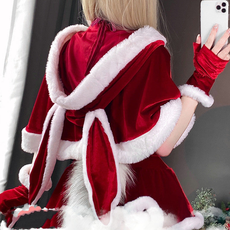 Halloween Cosplay Maid Uniform, Bunny Girl Christmas Costume Cloak (One Size)
