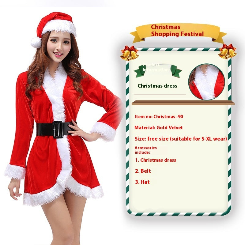 Christmas Bunny Cosplay Uniform, Gold Velvet Women’s Costume Set (Free Size)