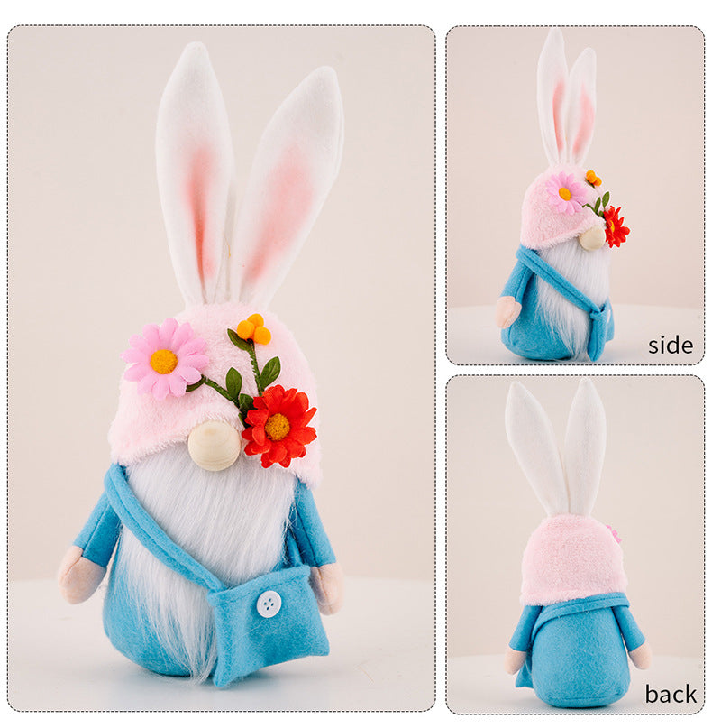 Easter Faceless Gnome Bunny Doll, DIY Handmade Hanging Rabbit Ornament for Spring Décor & Kids Gifts