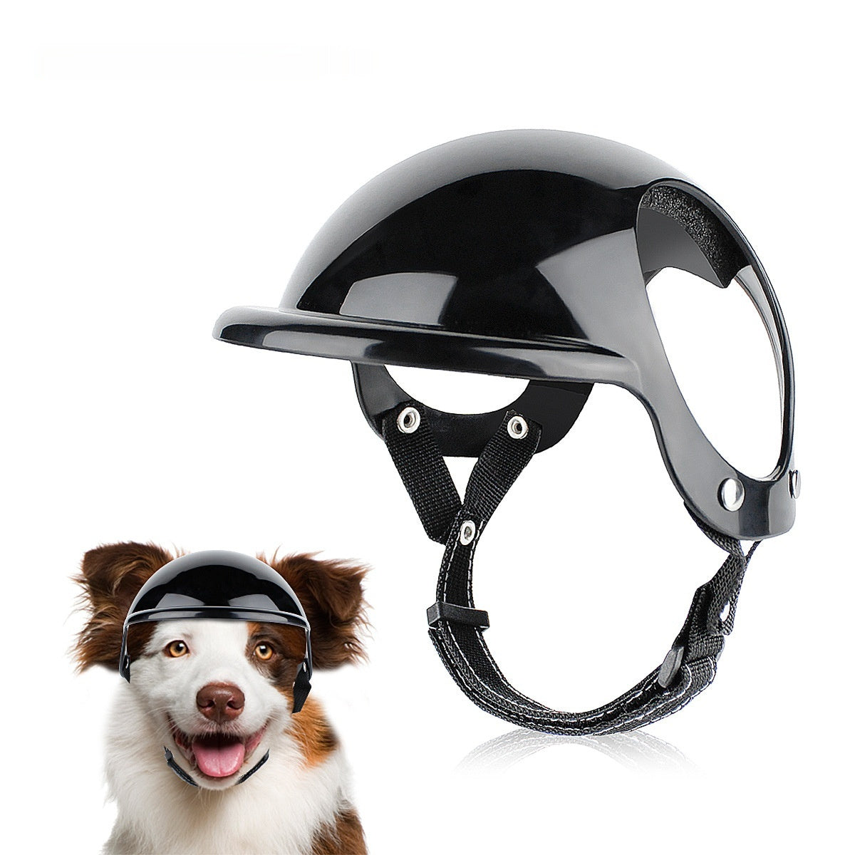 Motorcycle-Style Pet Safety Helmet, ABS Protective Hat for Dogs & Cats