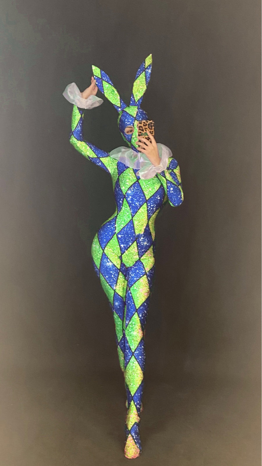 Bunny Girl Stage Costume, Adult Polyester Jumpsuit for Performances & Events