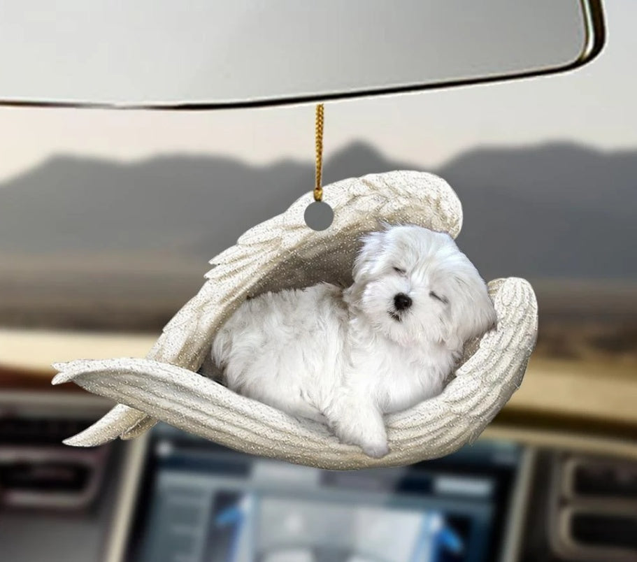 Sleeping Dog Angel Car Pendant, Acrylic Hanging Ornament for Cars, Doors & Home Decor