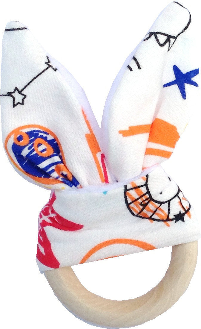 Baby Bunny Teething Ring, Bite-Safe Organic Wood Teether (Limited Stock)