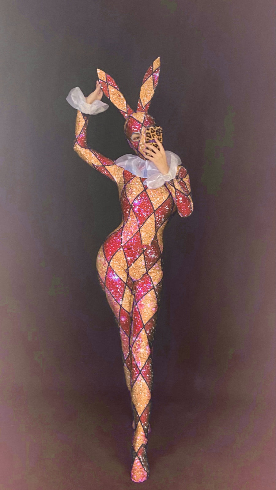 Bunny Girl Stage Costume, Adult Polyester Jumpsuit for Performances & Events