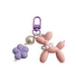 Pearl Balloon Dog Flower Keychain, Colorful Resin & Plastic Pendant