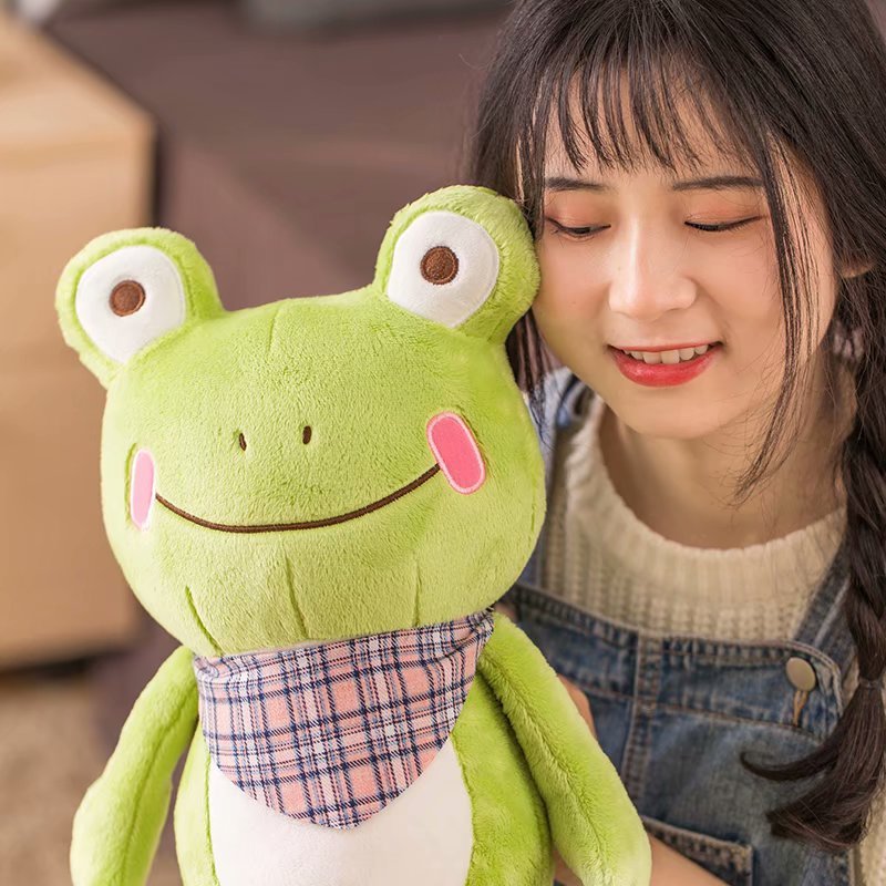 Charming Companion: Cute Scarf Frog Plush Doll for Teenagers (25cm & 45cm).