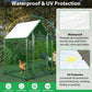 Poultry Habitat Cage with Lid for Chicken Coop, 10x3FT Metal Outdoor Enclosure