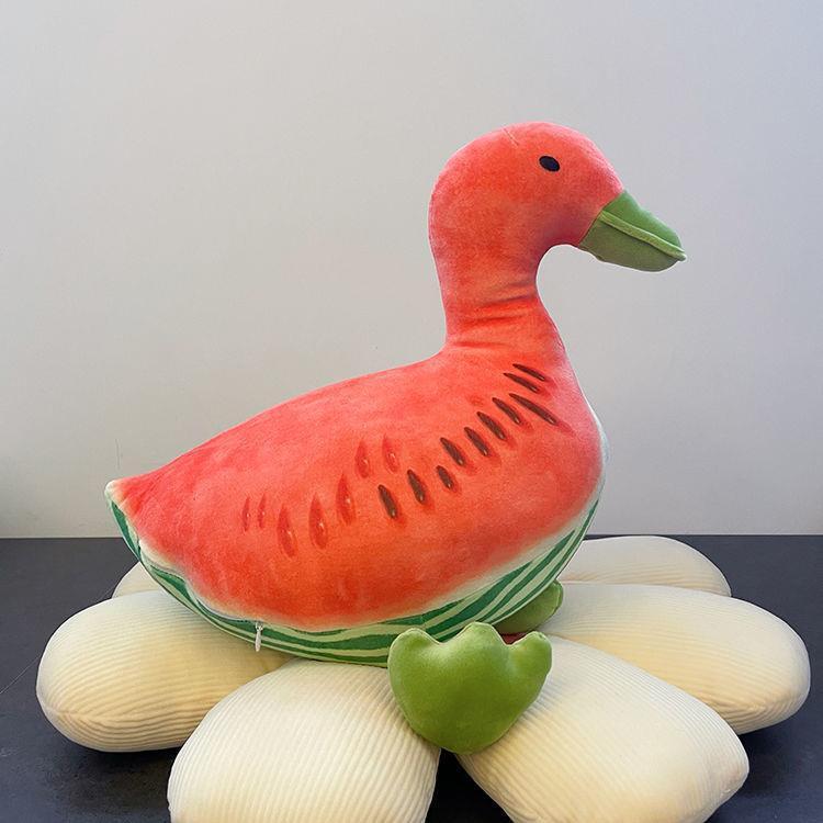 Watermelon Fruit Duck Stuffed Toy – Cute Plush Doll Throw Pillow (30 cm)