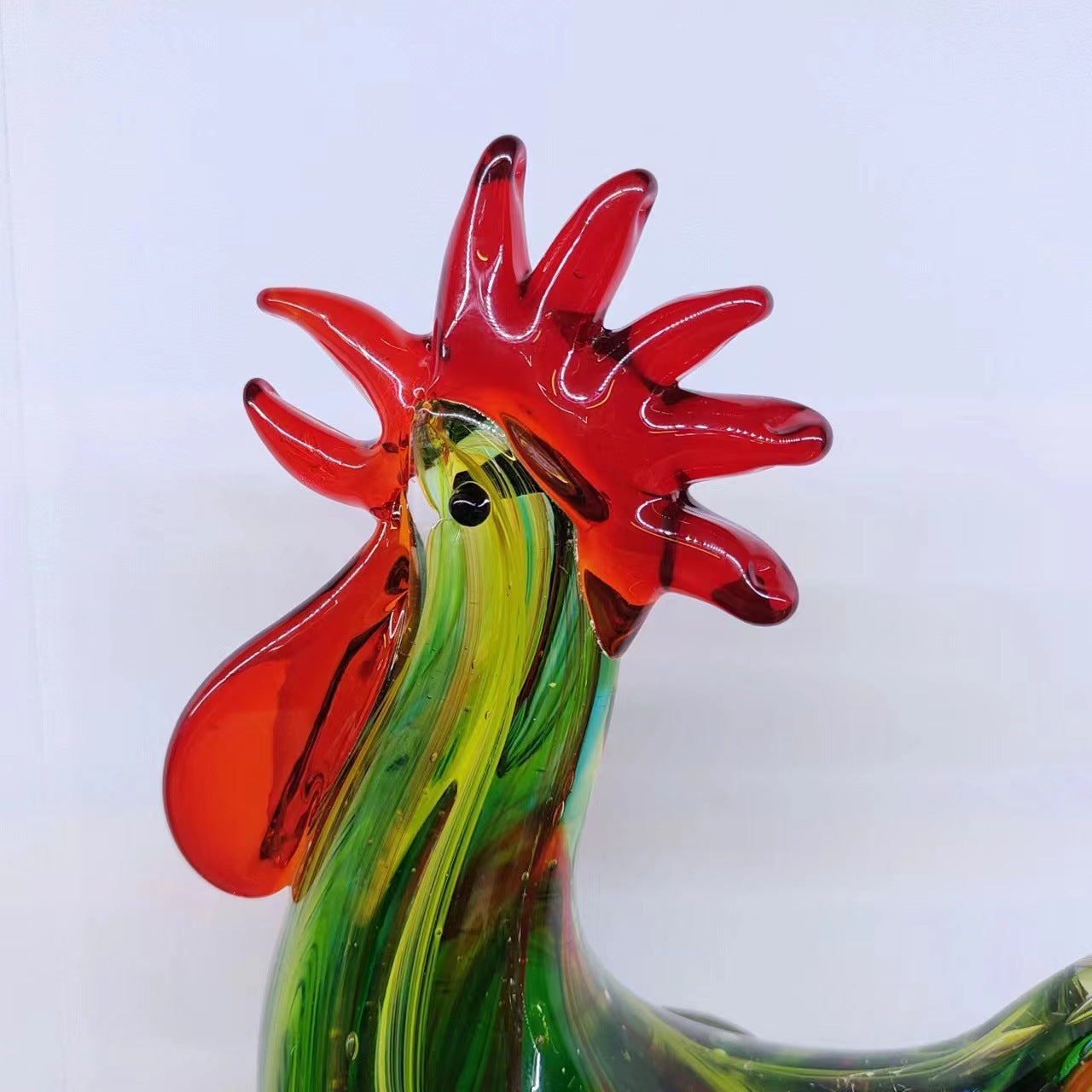 Art Deco Elegance: Creative Glass Chicken Ornament (Ancient French Glaze, Light Luxury Style).