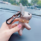 Creative Leather Diamond Dog Keychain, Mini French Bulldog PU & Rhinestone Pendant