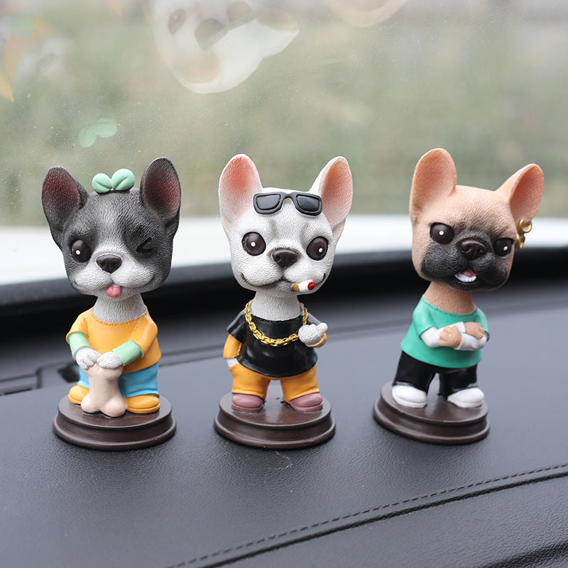 Creative Shaking Head Dog Car Ornament, Resin Dashboard & Desktop Decoration