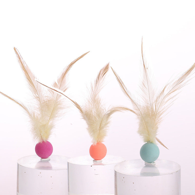 Elastic Chicken Fur Ball Cat Toy – Self-Hit Bouncing Pet Toy (Single & 3-Pack Options)