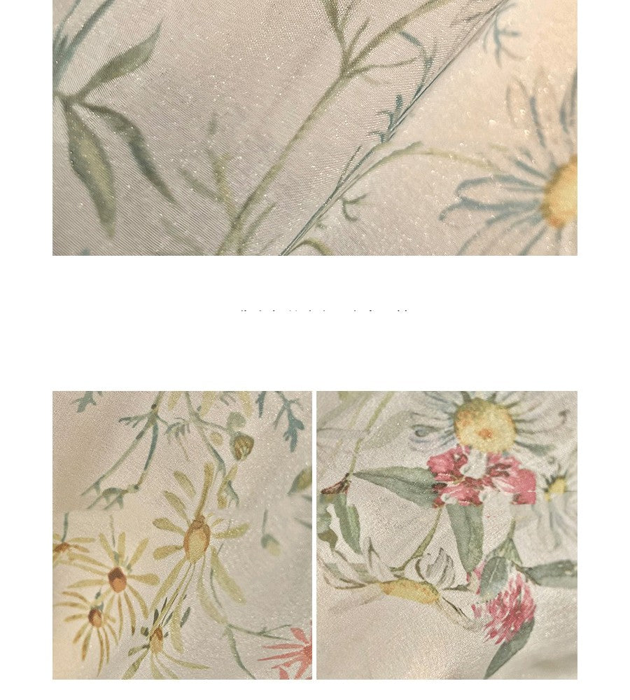 “Flower Rain in the Forest” Organza Long-Sleeve Dress