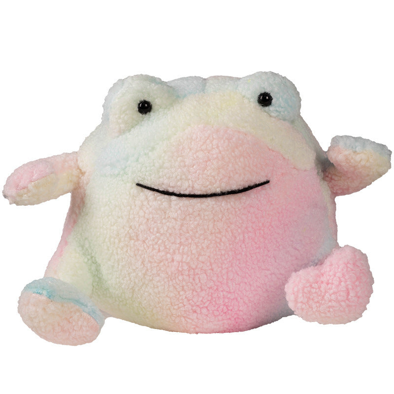 Vibrant Hug: Cute Colorful Tie-Dye Frog Doll Pillow Plush Toy (Multi-Function).