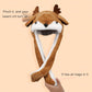 LED Christmas Bunny Hat, Moving Ear Plush Airbag Cap with Lights