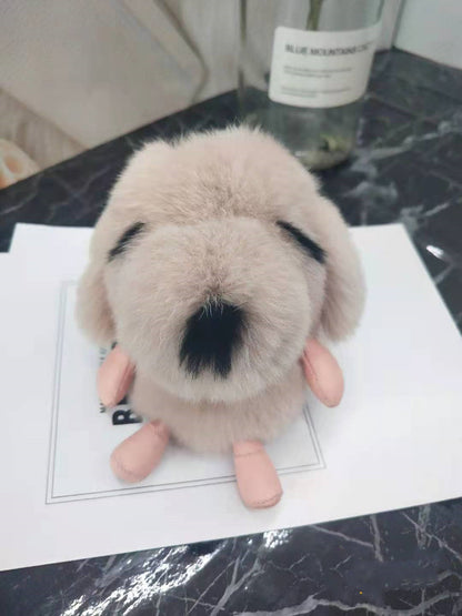 Rex Rabbit Fur Little Milk Dog Car Keychain