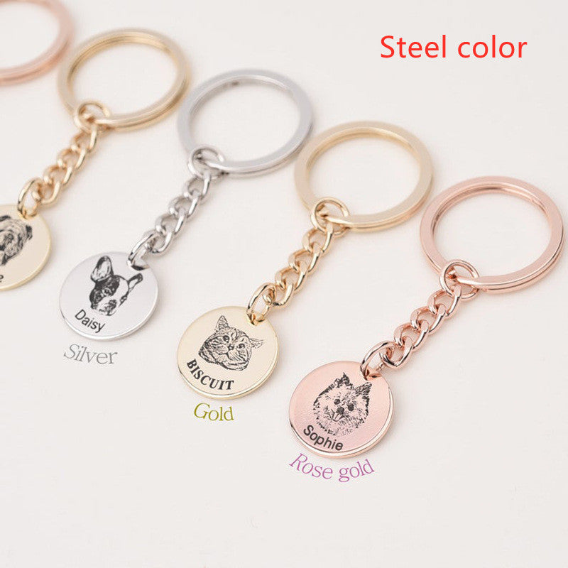 Ins Pet Cat and Dog Photo DIY Keychain