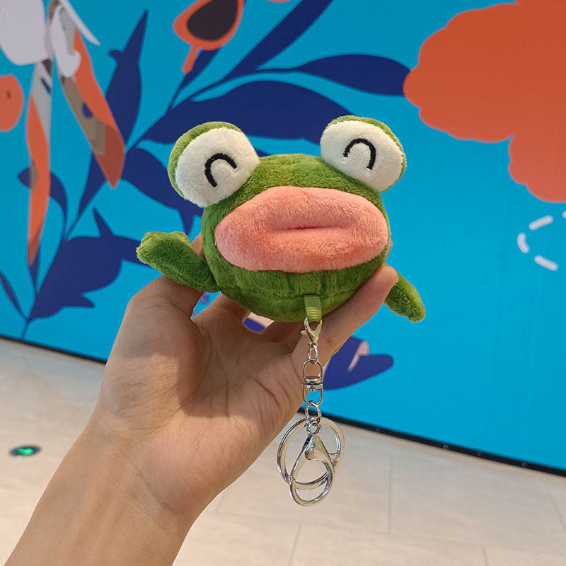 Sausage Lip Frog Plush Pendant – Funny Mini Frog Doll Keychain Charm (8 cm)