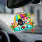 Sleeping Angel Dog Car Pendant, Acrylic Hanging Ornament for Cars, Doors & Home Decoration